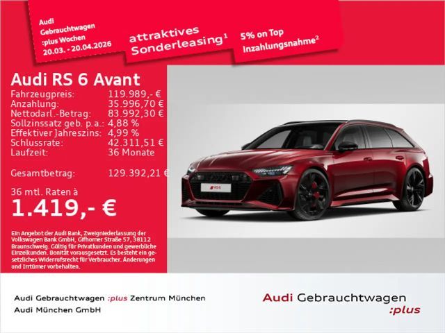 Audi RS6 Pano/HD-Matrix/ACC/B&O/HUD/StdHzg/Pri 2025 Benzine