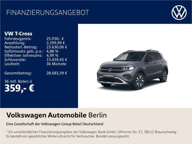 Volkswagen T-Cross 1.0 TSI DSG Goal LED SHZ ACC PDC 2025 Benzine