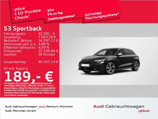 Audi S3 TFSI S tronic Pano/Matrix/S-Sitze/L 2024 Benzine