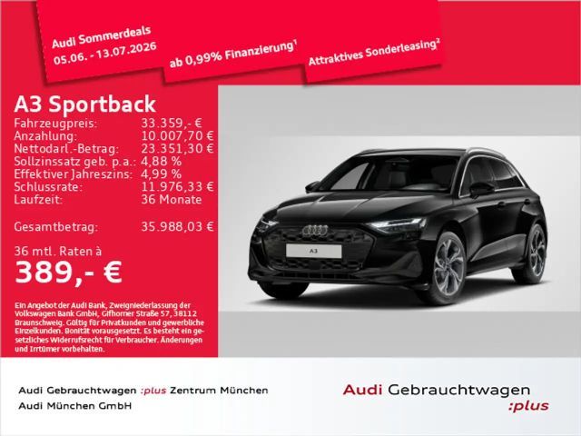 Audi A3 TDI S tronic AHK/Virtual+/Navi+/Kam 2025 Diesel