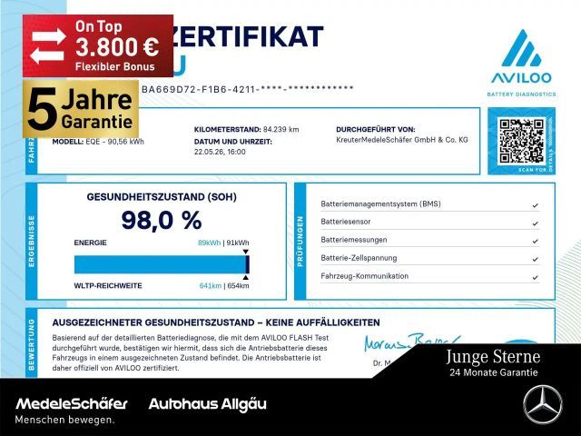 Mercedes-Benz EQE 350 EQE 350+ AMG Ext. AHK Distro Burm DigiLight Memo 2022 Elektrisch